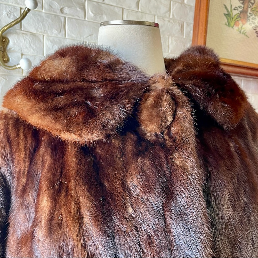Vintage Brown German Kruse Gross Minneapolis High End Brown 100% Mink Fur Coat - Picture 4 of 15